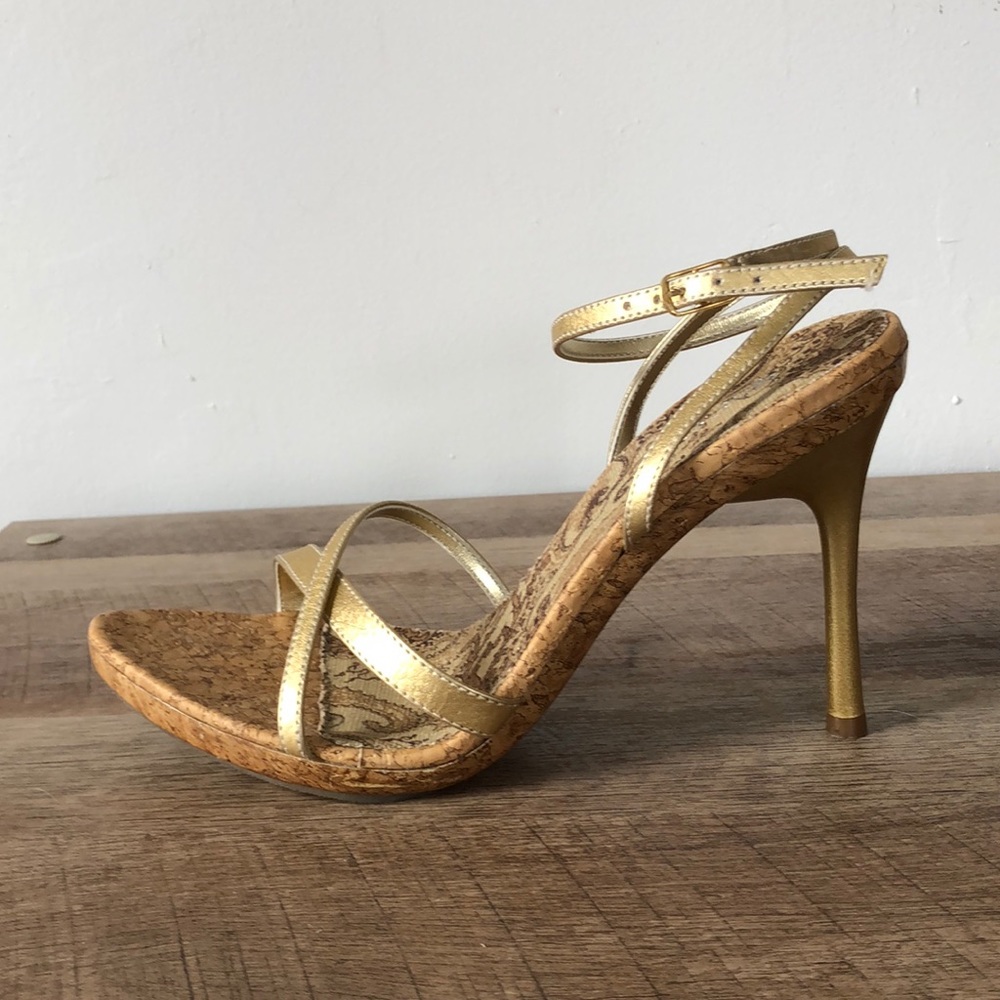 Gen e ration gold strappy cork stiletto heels